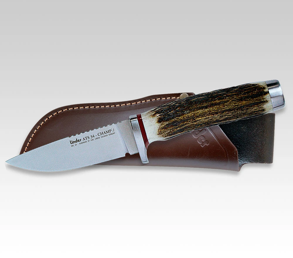 Linder Solingen Champ 1 Stag Hunting Knife 3-1/2" ATS-34 105009 3 Linder Solingen Champ 1 Stag Hunting Knife 3-1/2" ATS-34 105009