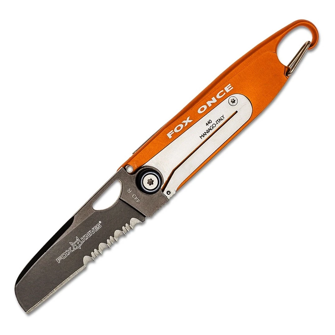 Fox Knives Once Orange Rescue Climbing Sheepsfoot Knife With Line Cutter 443R 3 Fox Knives Once Orange Rescue Climbing Sheepsfoot Knife With Line Cutter 443R