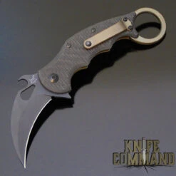 Fox Knives 599TiC Folding Karambit Knife Black Elmax, Carbon Fiber & Titanium