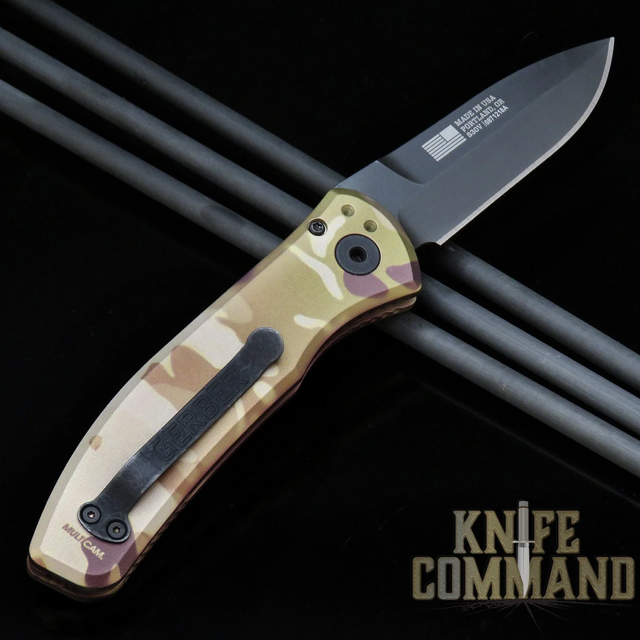 Gerber Empower MultiCam® Arid™ Automatic Knife, Black Serrated CPM-S30V, 30-001621 4 Gerber Empower MultiCam® Arid™ Automatic Knife, Black Serrated CPM-S30V, 30-001621 - Image 2