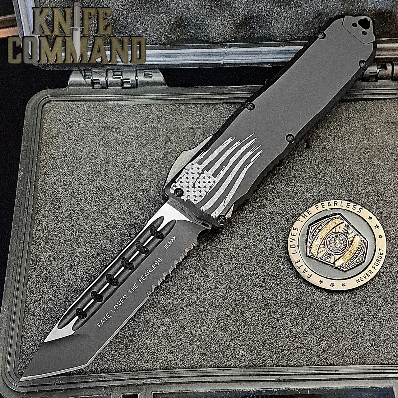 Guardian Tactical Recon Elite Tanto Serr OTF Automatic Knife Black Elmax 103222 3 Guardian Tactical Recon Elite Tanto Serr OTF Automatic Knife Black Elmax 103222