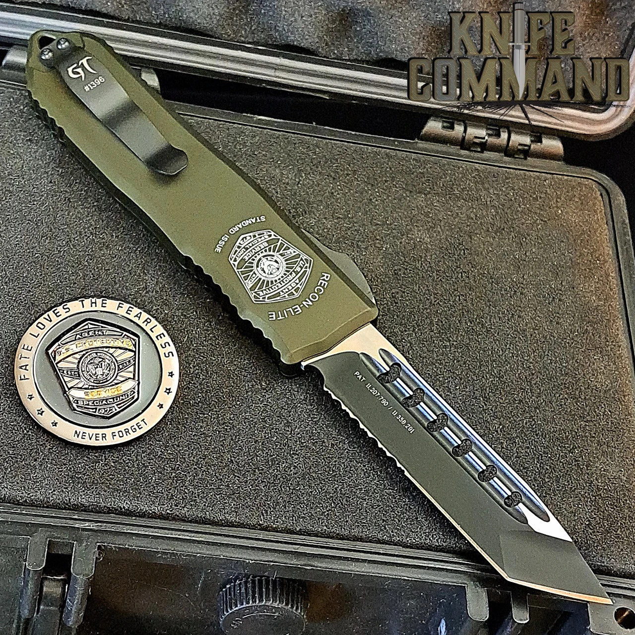Guardian Tactical Recon Elite OD Green OTF Automatic Knife Serr Tanto Black Elmax 108222 3 Guardian Tactical Recon Elite OD Green OTF Automatic Knife Serr Tanto Black Elmax 108222 - Image 2