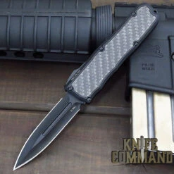 Guardian Tactical Recon-035 OTF Carbon Fiber Elmax Automatic Knife Blackout Double Edge Tactical 92131