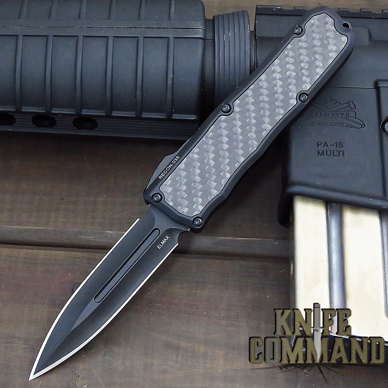 Guardian Tactical Recon-035 OTF Carbon Fiber Elmax Automatic Knife Blackout Double Edge Tactical 92131 3 Guardian Tactical Recon-035 OTF Carbon Fiber Elmax Automatic Knife Blackout Double Edge Tactical 92131