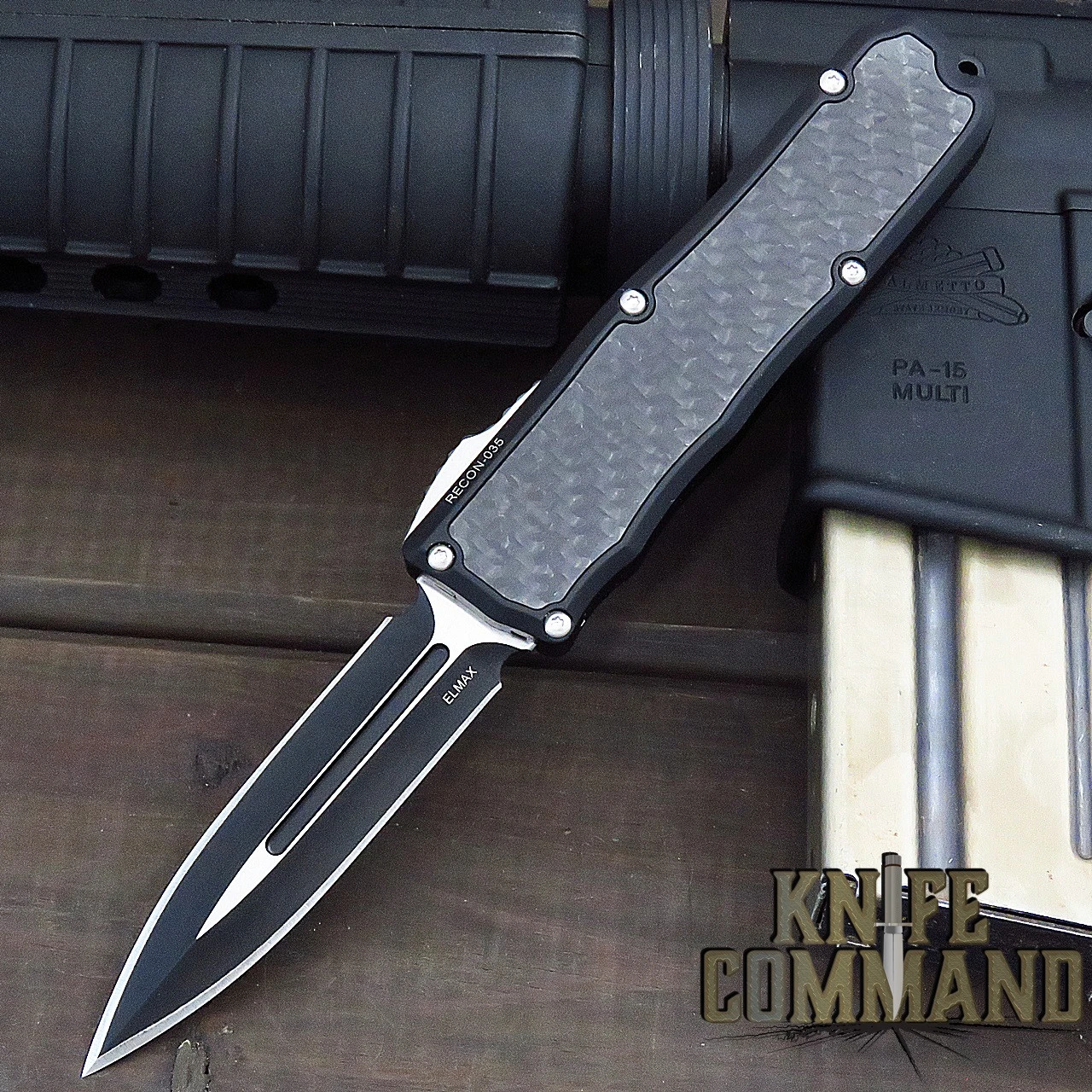 Guardian Tactical Recon-035 OTF Carbon Fiber Elmax Automatic Knife Two-Tone Double Edge Tactical 92231 3 Guardian Tactical Recon-035 OTF Carbon Fiber Elmax Automatic Knife Two-Tone Double Edge Tactical 92231