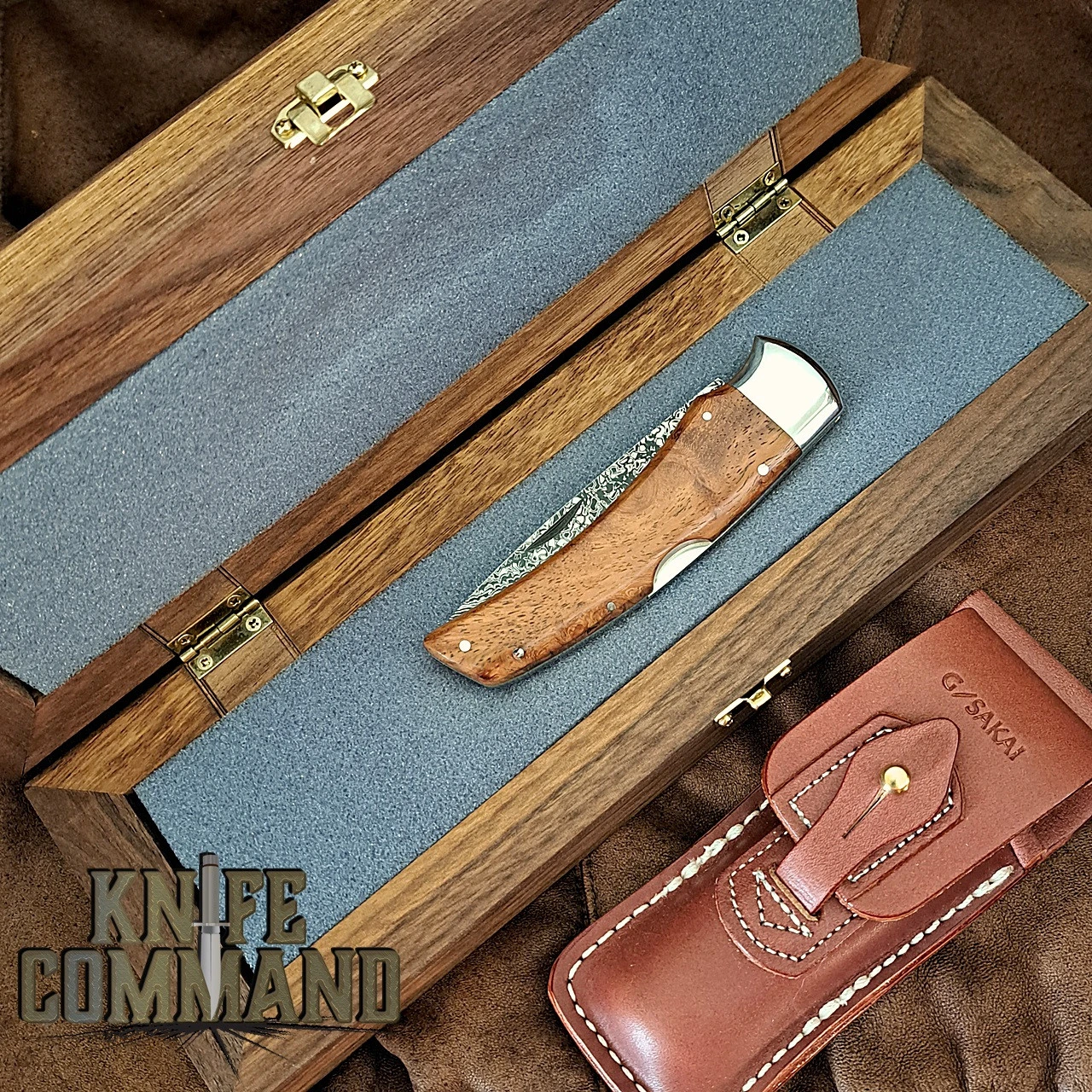 G Sakai Limited Edition New Folding Hunter Quince Wood & Damascus Lockback Pocket Knife Large 10407 6 G Sakai Limited Edition New Folding Hunter Quince Wood & Damascus Lockback Pocket Knife Large 10407 - Image 4