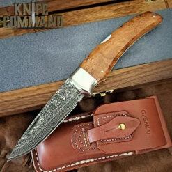 G Sakai Limited Edition New Folding Hunter Quince Wood & Damascus Lockback Pocket Knife Large 10407
