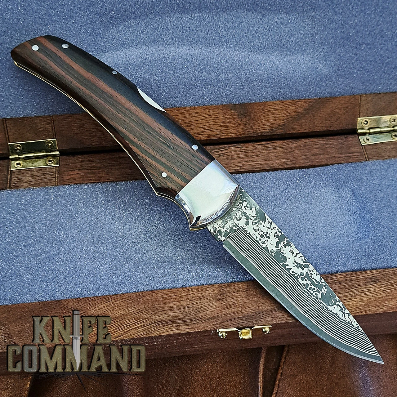 G Sakai Limited Edition New Folding Hunter Striped Ebony & Damascus Lockback Pocket Knife Large 10407 4 G Sakai Limited Edition New Folding Hunter Striped Ebony & Damascus Lockback Pocket Knife Large 10407 - Image 2