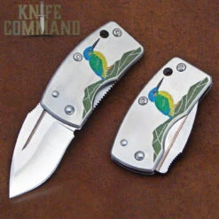 G Sakai Skull Wildlife Series Kawasemi Kingfisher Money Clip Pocket Knife 11167