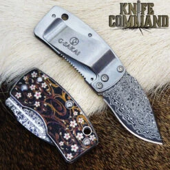 G Sakai Ukimon Sakura Cherry Blossom Bloom Money Clip Pocket Knife Damascus 11609 -Chic Knives Store G SAKAI 11609 SAKURA BK 01439.1543461779.1280.1280