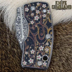 G Sakai Ukimon Sakura Cherry Blossom Bloom Money Clip Pocket Knife Damascus 11609