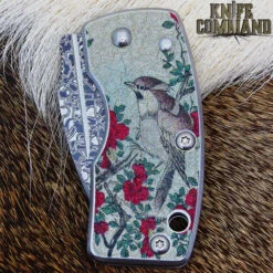 G Sakai Ukimon Szanqua Camellia Bloom Money Clip Pocket Knife Damascus 11610