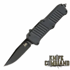 HK Mini Incursion OTF Automatic: 2.95" Clip Point Blade - Black PVD Finish, Matte Black Aluminum Frame 54056