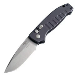 Hogue Knives Ballista I Automatic Folder: 3.5" Drop Point Blade Stone Tumbled Finish, Matte Black Aluminum Frame #64136 -Chic Knives Store HOGUE 64136 1 2 W 41454.1652907010.1280.1280