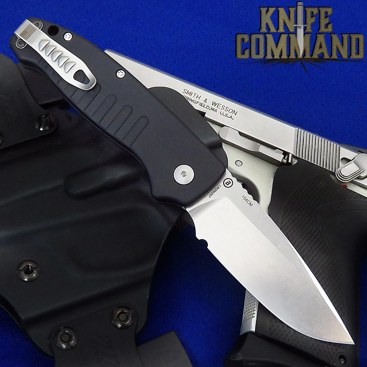 Hogue Knives Ballista I Automatic Folder: 3.5" Drop Point Blade Stone Tumbled Finish, Matte Black Aluminum Frame #64136 - Image 2