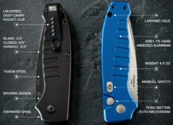 Hogue Knives Ballista I Automatic Folder: 3.5" Drop Point Blade Stone Tumbled Finish, Matte Black Aluminum Frame #64136 -Chic Knives Store HOGUE BALLISTA I FEATURES 19442.1652987227.1280.1280