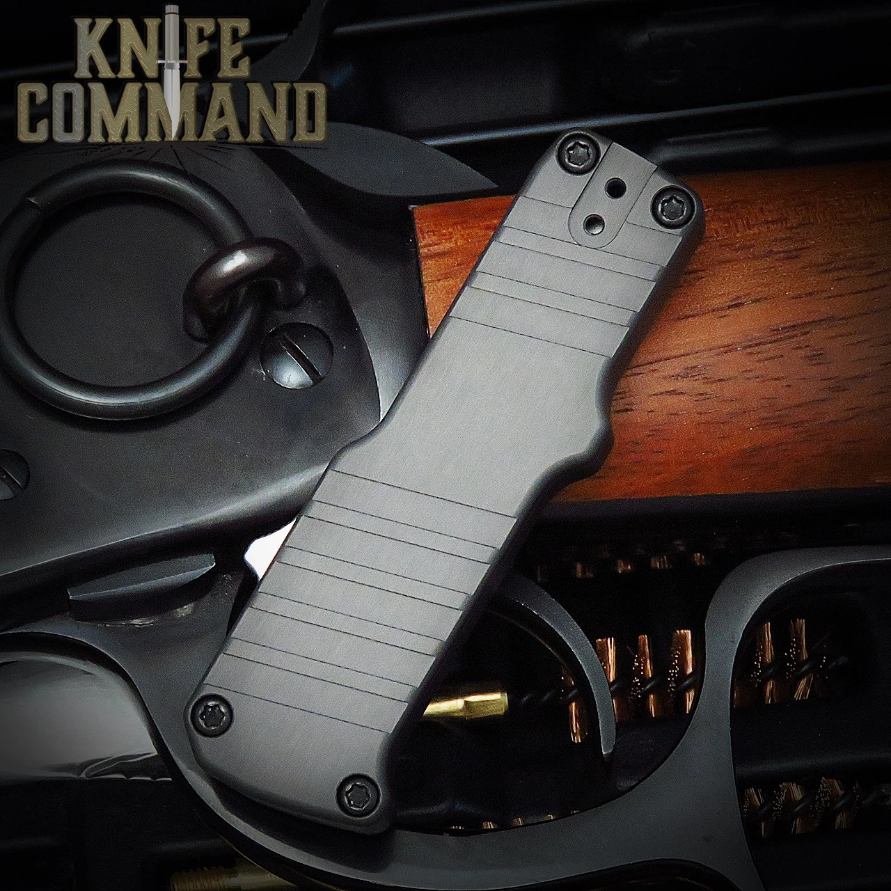 HK Micro Incursion OTF Automatic: 1.95" Clip Point Blade - Stone Tumbled Finish, Matte Grey Aluminum Frame 54032 5 HK Micro Incursion OTF Automatic: 1.95" Clip Point Blade - Stone Tumbled Finish, Matte Grey Aluminum Frame 54032 - Image 3