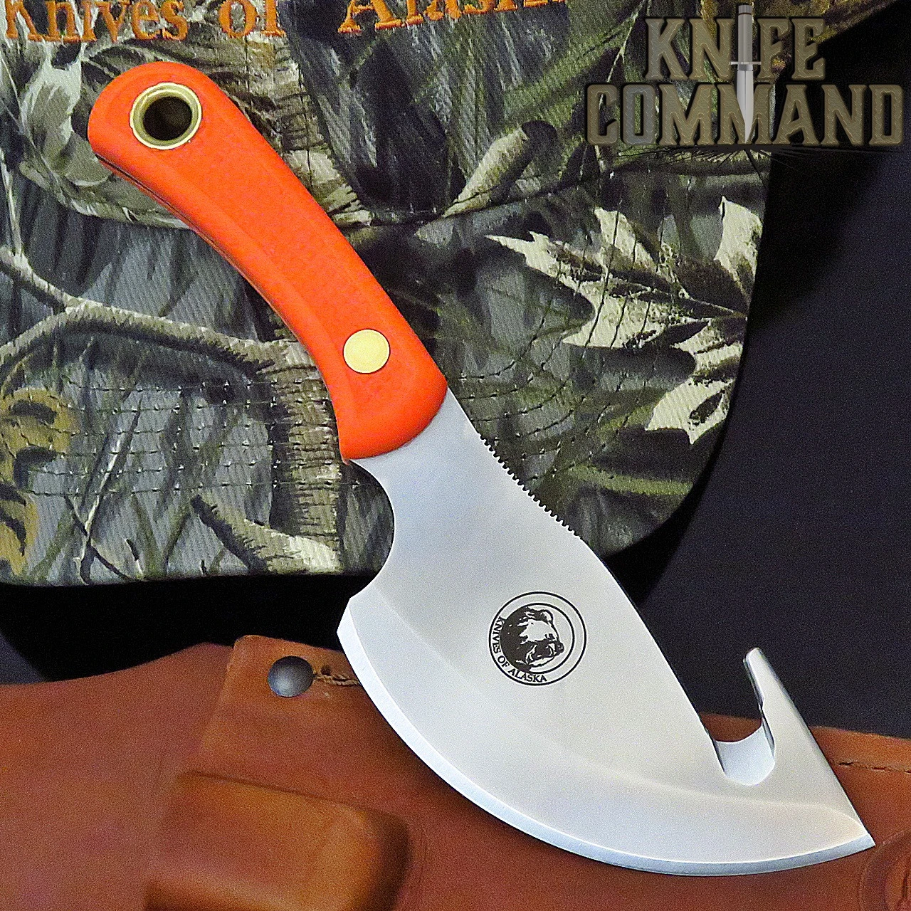 Knives Of Alaska Caribou Blaze Orange Suregrip Hunting Cleaver Knife 00017FG 4 Knives Of Alaska Caribou Blaze Orange Suregrip Hunting Cleaver Knife 00017FG - Image 2