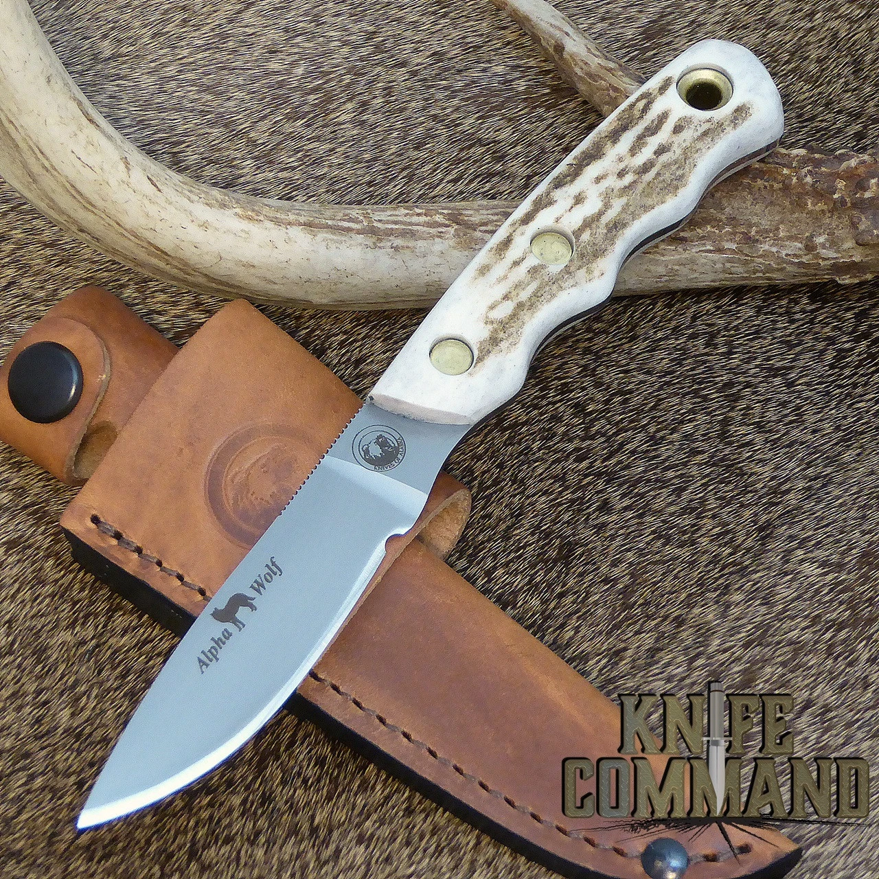 Knives Of Alaska Alpha Wolf D2 Stag Hunting Knife 00327FG