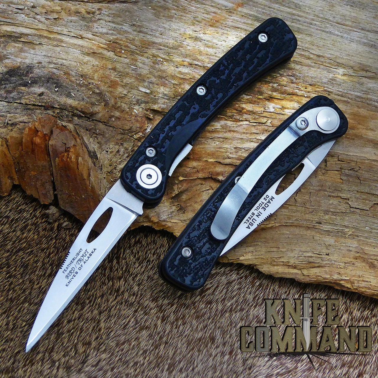 Knives Of Alaska Featherlight Bird And Trout Pocket Knife Black Suregrip With Clip 00909FG 3 Knives Of Alaska Featherlight Bird And Trout Pocket Knife Black Suregrip With Clip 00909FG