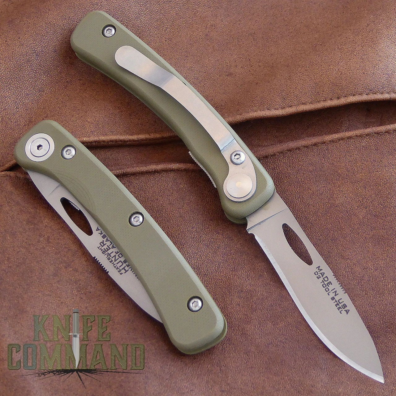 Knives Of Alaska Featherlight Hunter Pocket Knife OD Green 00452FG 4 Knives Of Alaska Featherlight Hunter Pocket Knife OD Green 00452FG - Image 2