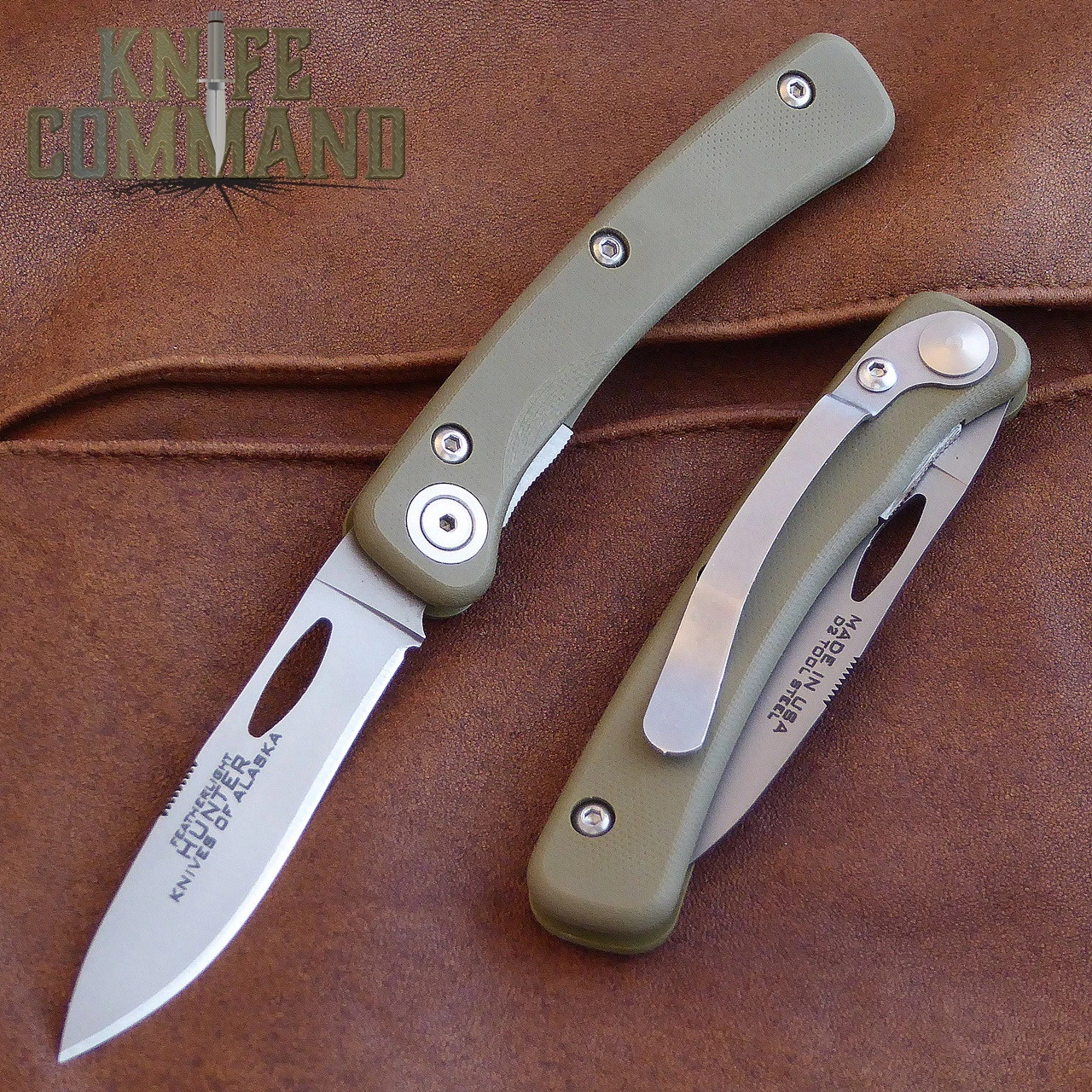 Knives Of Alaska Featherlight Hunter Pocket Knife OD Green 00452FG 3 Knives Of Alaska Featherlight Hunter Pocket Knife OD Green 00452FG