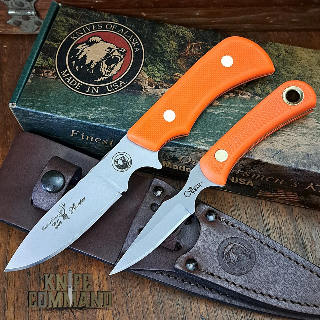 Knives Of Alaska Trekker Elk Hunter Blaze Orange Suregrip Hunting Knife Combo 00201FG 3 Knives Of Alaska Trekker Elk Hunter Blaze Orange Suregrip Hunting Knife Combo 00201FG