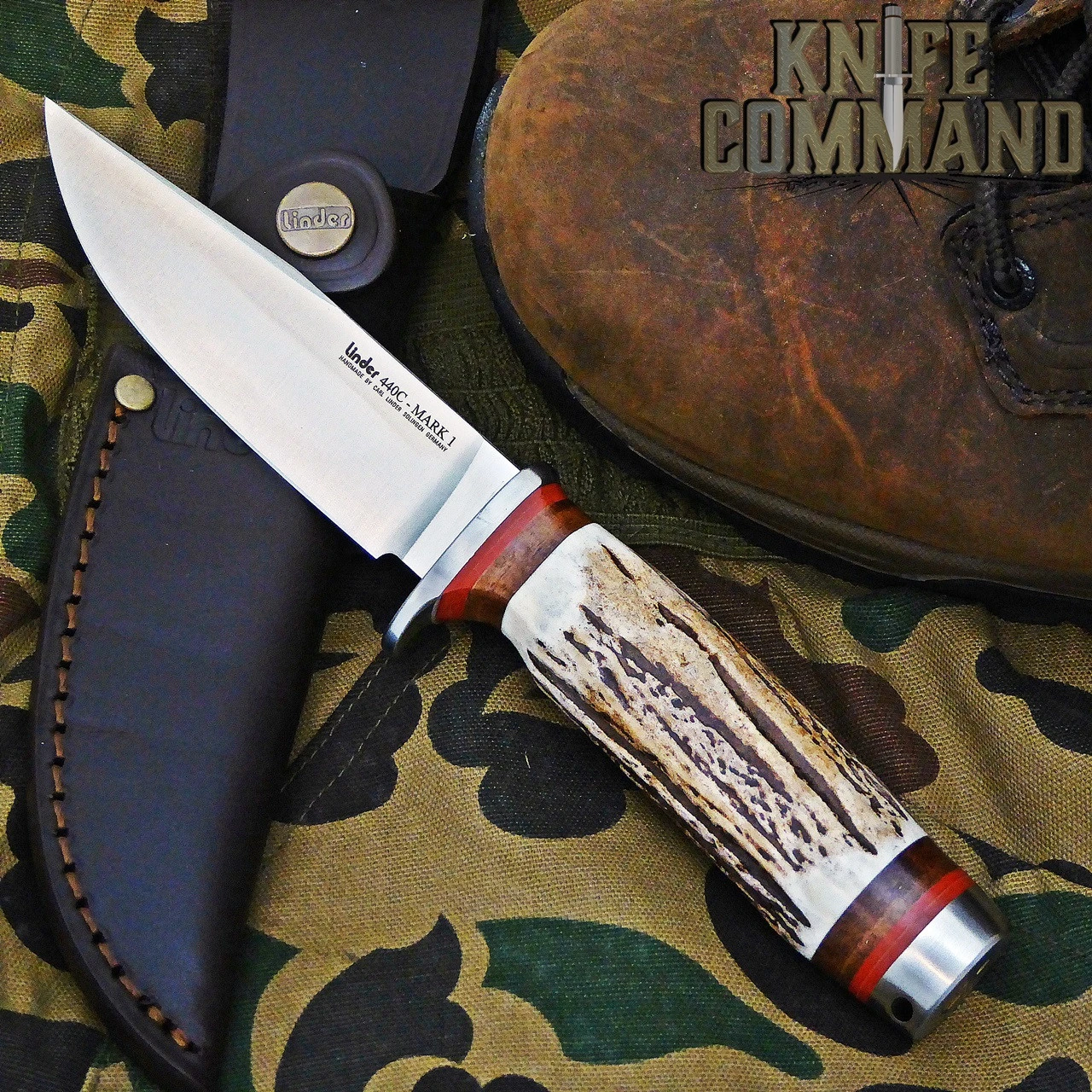 Linder Solingen Mark 1 Stag Hunting Knife 4-3/4" 440C 107512 3 Linder Solingen Mark 1 Stag Hunting Knife 4-3/4" 440C 107512