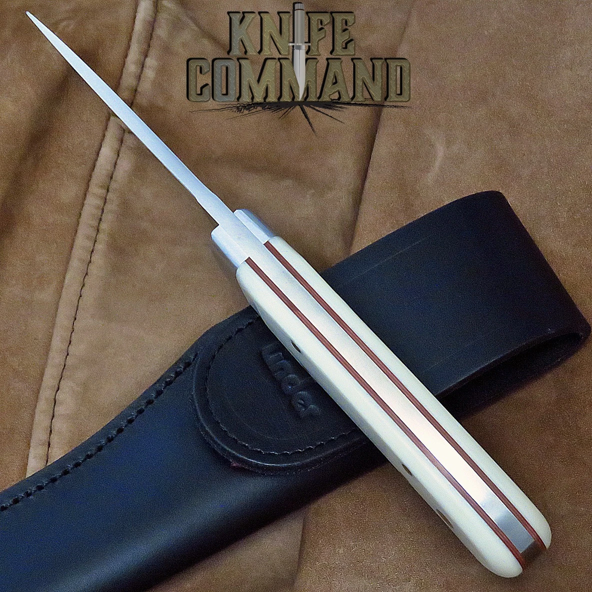 Linder Solingen White Micarta Drop Point Full Tang Hunting Knife 3-1/2" 440c 143409 6 Linder Solingen White Micarta Drop Point Full Tang Hunting Knife 3-1/2" 440c 143409 - Image 4