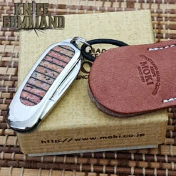 Custom Moki Pendant Necklace Knife Striped Coral Inlay Seki Knife Show