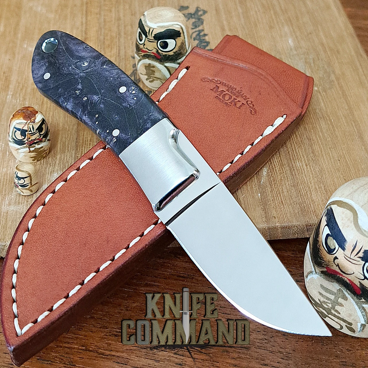 Moki Rare Limited Edition Mini Hunter Fixed Blade Knife In Purple Stabilized Maple 4 Moki Rare Limited Edition Mini Hunter Fixed Blade Knife In Purple Stabilized Maple - Image 2