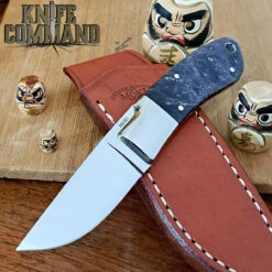 Moki Rare Limited Edition Mini Hunter Fixed Blade Knife In Purple Stabilized Maple
