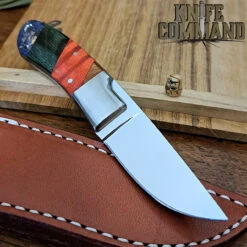 Moki Rare Limited Edition Mini Hunter Fixed Blade Knife In Colored Wood Puzzle