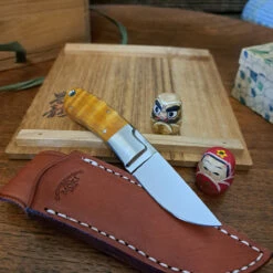 Moki Rare Limited Edition Mini Hunter Fixed Blade Knife In Yellow Tigerwood 5 Moki Rare Limited Edition Mini Hunter Fixed Blade Knife In Yellow Tigerwood -Chic Knives Store MOKI HM 540 8 YELLOW TIGER BK 95829.1672939982.1280.1280