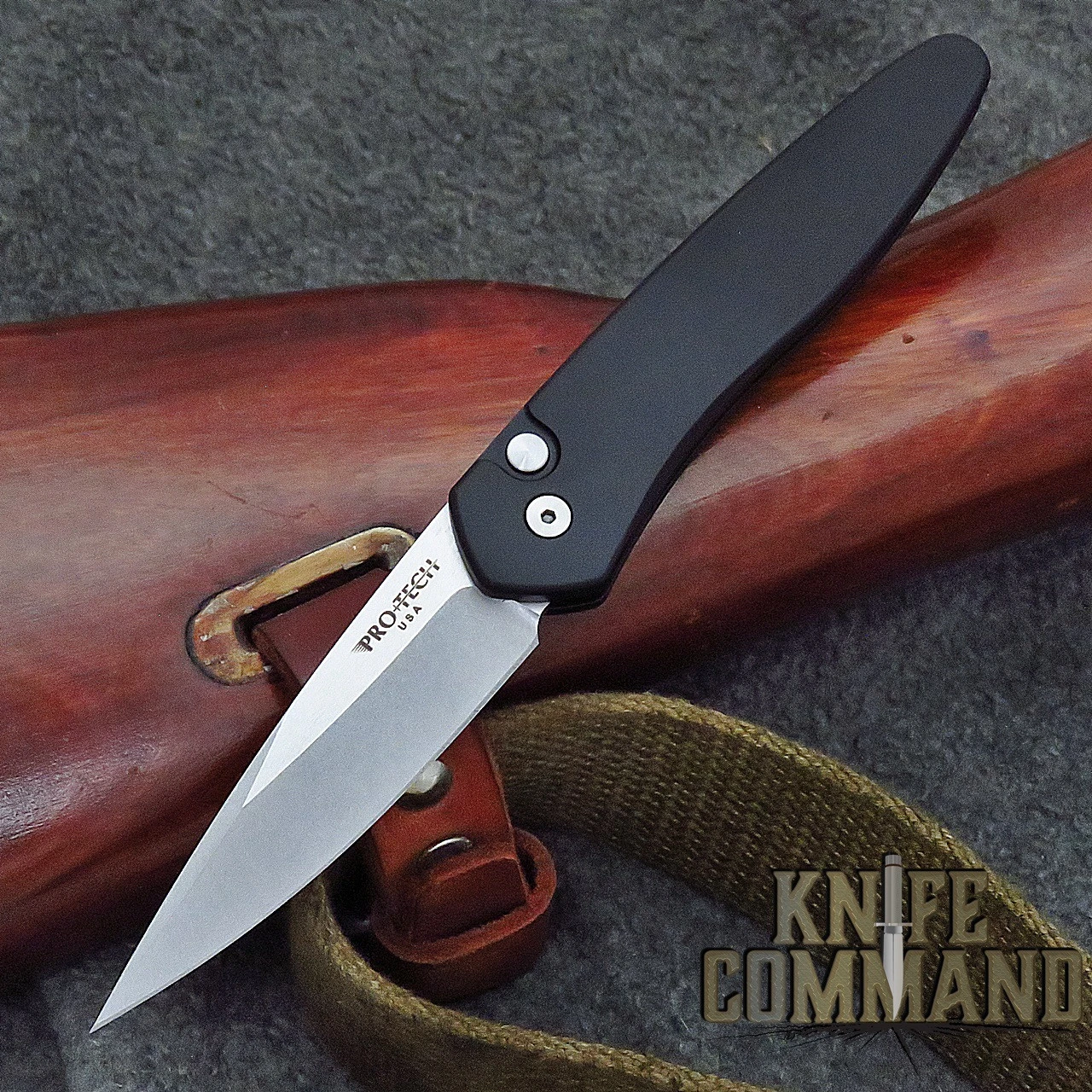 Pro-Tech Knives 3405 Newport Automatic Knife Folder 3" Stonewash CPM-S35VN Blade 3 Pro-Tech Knives 3405 Newport Automatic Knife Folder 3" Stonewash CPM-S35VN Blade