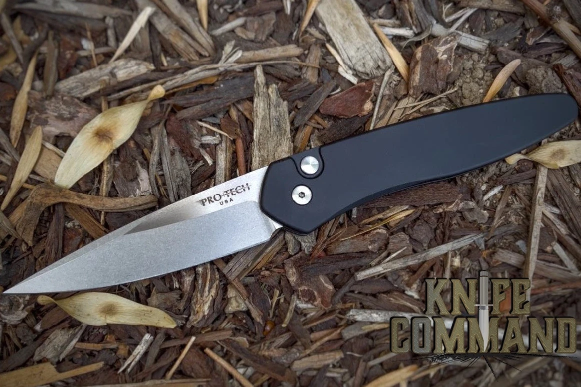 Pro-Tech Knives 3405 Newport Automatic Knife Folder 3" Stonewash CPM-S35VN Blade 5 Pro-Tech Knives 3405 Newport Automatic Knife Folder 3" Stonewash CPM-S35VN Blade - Image 3