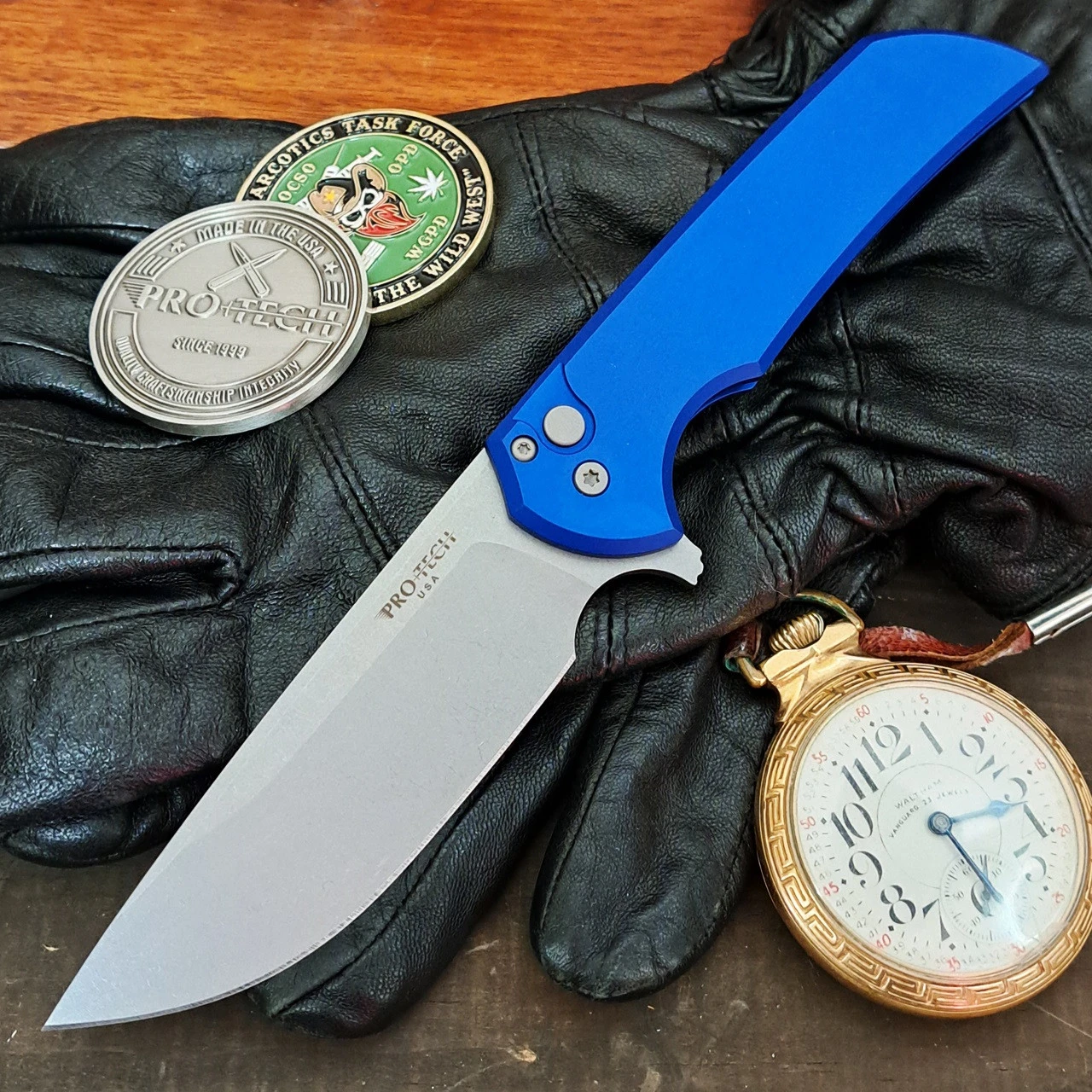 Pro-Tech Knives MX101-Blue Mordax Manual Flipper Knife Folder 3.625" Stonewash MAGNACUT Drop Point Blade 3 Pro-Tech Knives MX101-Blue Mordax Manual Flipper Knife Folder 3.625" Stonewash MAGNACUT Drop Point Blade