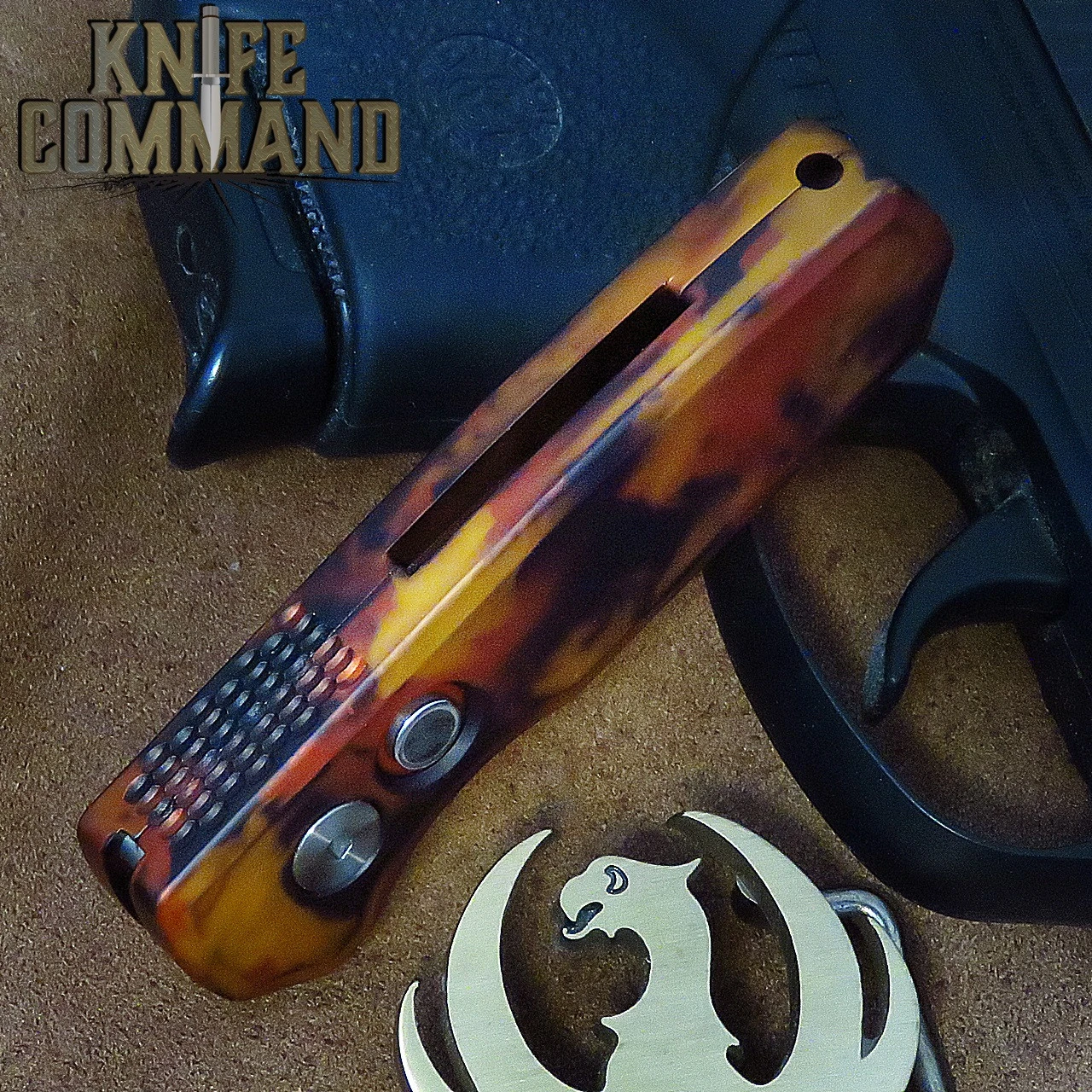 Pro-Tech Knives R5301-DF Runt 5 Del Fuego Automatic Folder Knife Folder 1-15/16" MAGNACUT Wharncliffe Stonewash Blade 5 Pro-Tech Knives R5301-DF Runt 5 Del Fuego Automatic Folder Knife Folder 1-15/16" MAGNACUT Wharncliffe Stonewash Blade - Image 3