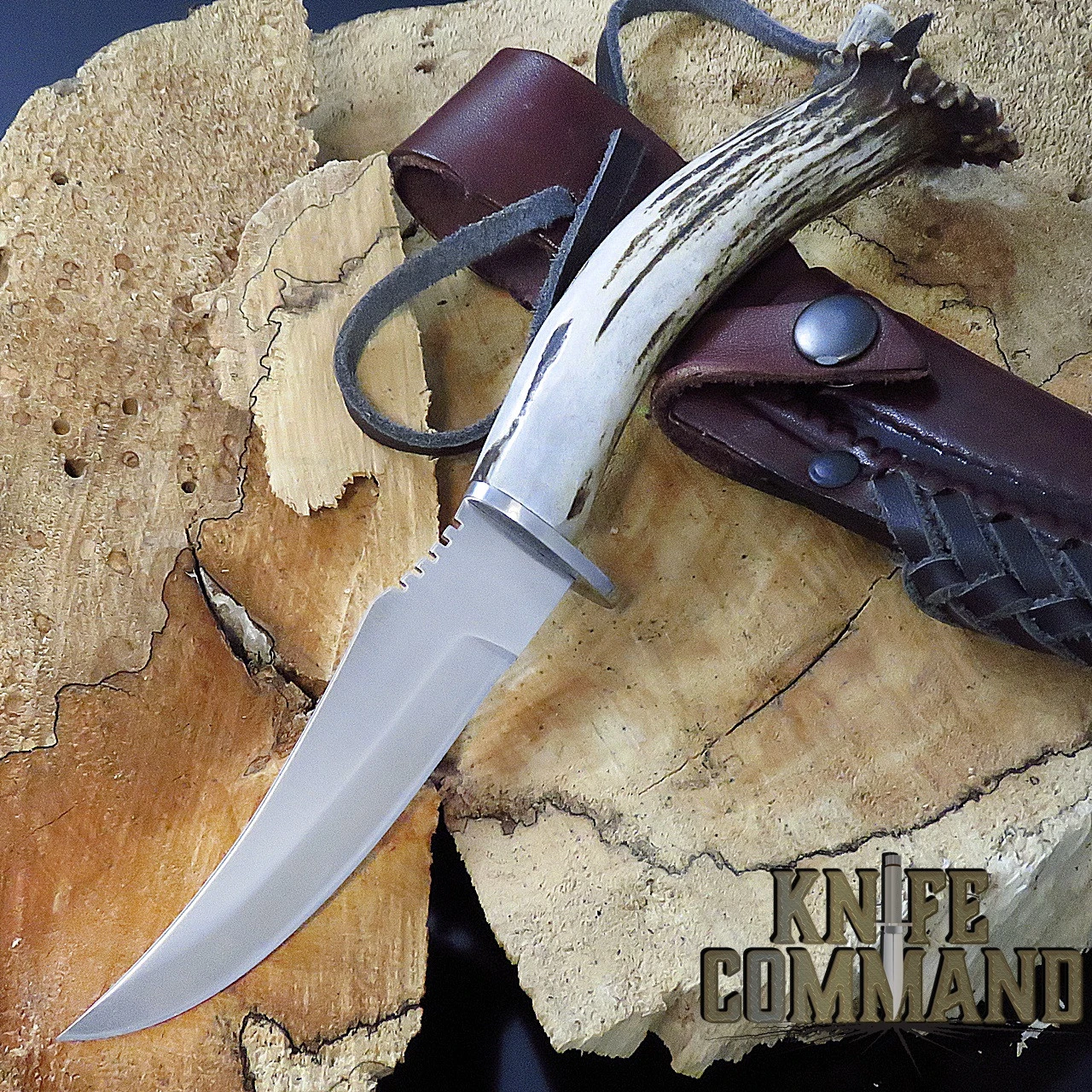 Silver Stag Deer Skinner DS4.5 Crown Stag Hunting Knife 4.5" Trailing Point D2 - Image 2