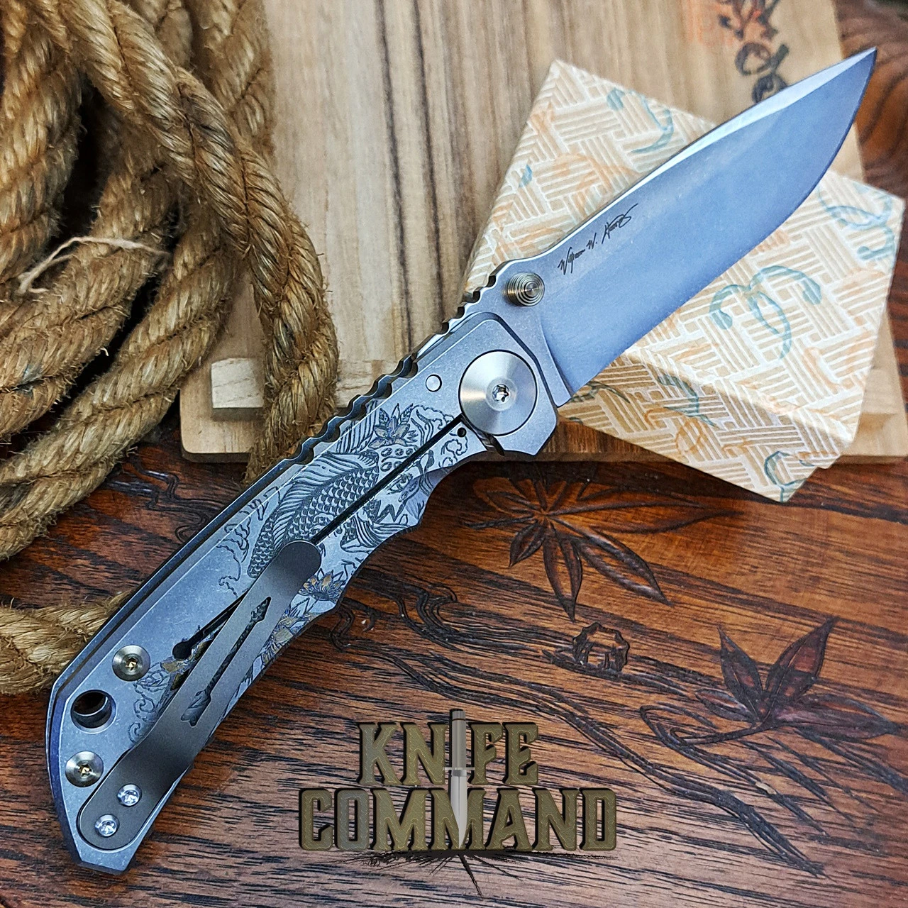 Spartan Blades Harsey Folder Special Edition Koi Fish Titanium 4" CPM S45VN Blade SF5KOI 4 Spartan Blades Harsey Folder Special Edition Koi Fish Titanium 4" CPM S45VN Blade SF5KOI - Image 2