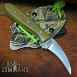 Paddy Smyth Knives Custom Stalker's Claw Hunting Knife, Jade G-10 Grass Camo Sheath
