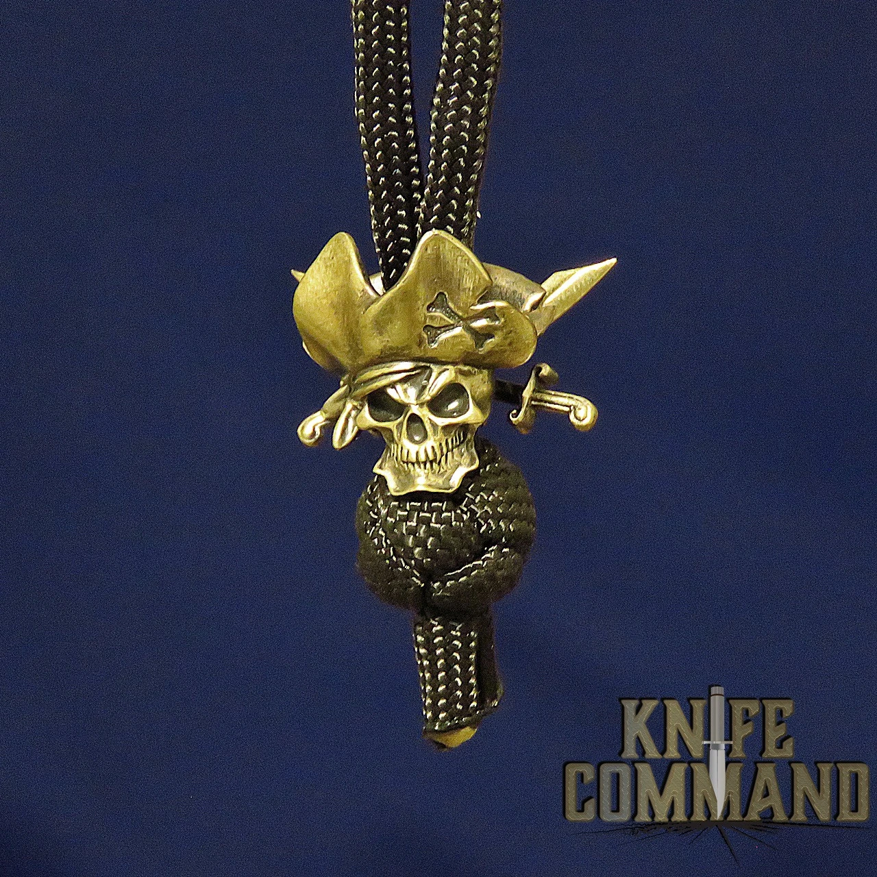 Techno Silver Pirate Skull With Sabres Brass Knife Lanyard Bead 4 Techno Silver Pirate Skull With Sabres Brass Knife Lanyard Bead - Image 2