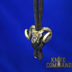 Techno Silver Bighorn Ram Skull Brass Knife Lanyard Bead