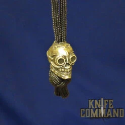 Techno Silver See No Evil Skull Brass Knife Lanyard Bead