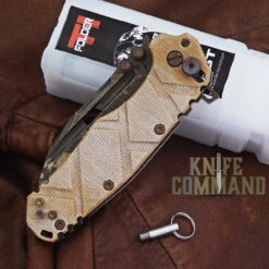 Wander Tactical Custom Hurricane TI Extreme Duty Folding Knife Ice Brush Coyote Tan Micarta -Chic Knives Store WANDER HURRICANE TI ICE TAN MIC 180131 CL 85673.1517449115.1280.1280