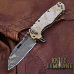 Wander Tactical Custom Hurricane TI Extreme Duty Folding Knife Ice Brush Coyote Tan Micarta