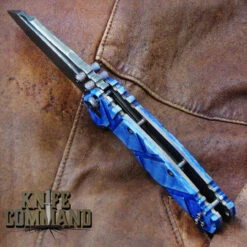 Wander Tactical Custom Mistral Blue Maple TI Extreme Duty Folding Knife Ice Brush -Chic Knives Store WANDER MISTRAL TI BLUE MAPLE ICE HDLBK 51857.1519935400.1280.1280