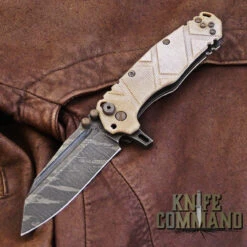 Wander Tactical Custom Mistral TI Extreme Duty Folding Knife Ice Brush Coyote Tan Micarta